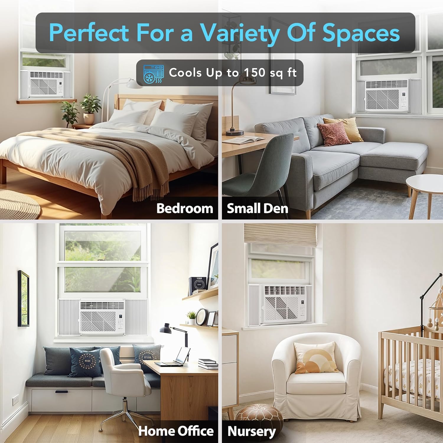 Comfort Zone Window Mounted Room Air Conditioner with Remote Control, 5,000 BTU, Digital Display, 4 Speed Settings, 4 Mode Settings, 24-Hour Timer, Sleep Setting, and Eco Mode