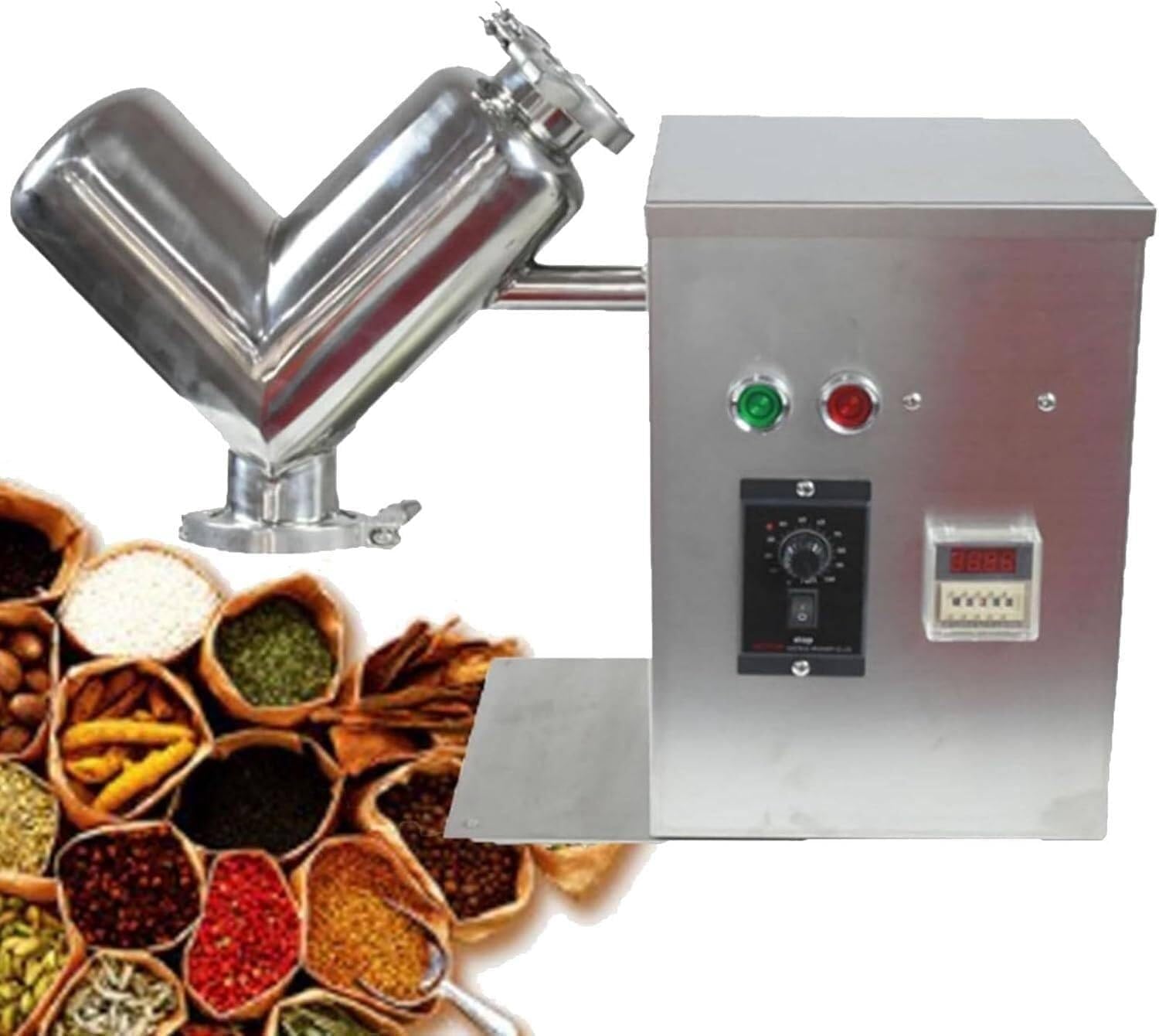 Feed Mixing Machine, 2L V-Type Dry Powder Mixer Particle Granule Blender, Adjustable Speed, for Feed, Medicinal Powder