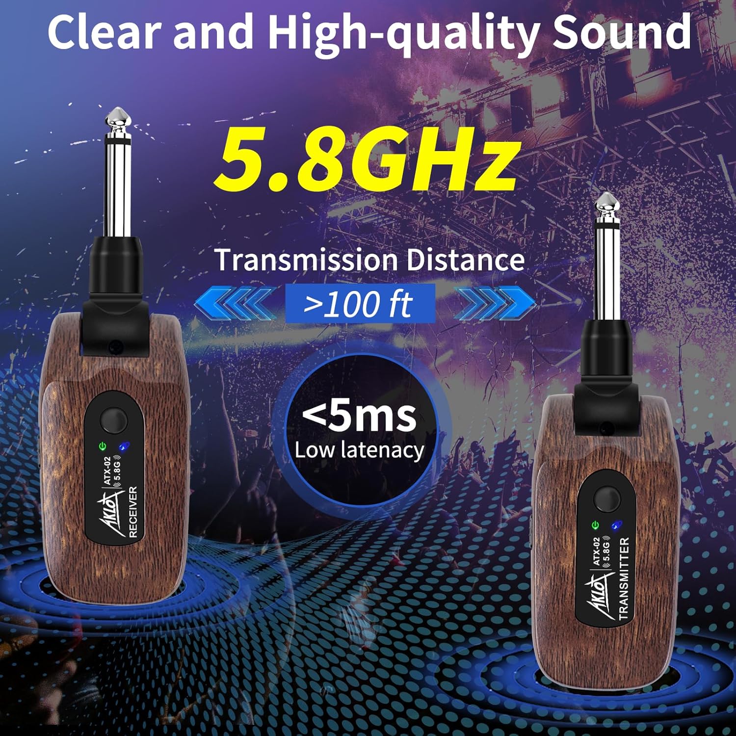 AKLOT Guitar Amp Portable Rechargeable with AKLOT Wireless Guitar System Transmitter Receiver