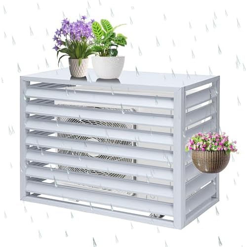 Air Conditioning Cover Aluminum, General Purpose Outdoor Air Conditioner Fence, Rainproof, Keep Away Branches and Leaves(White,110cm)