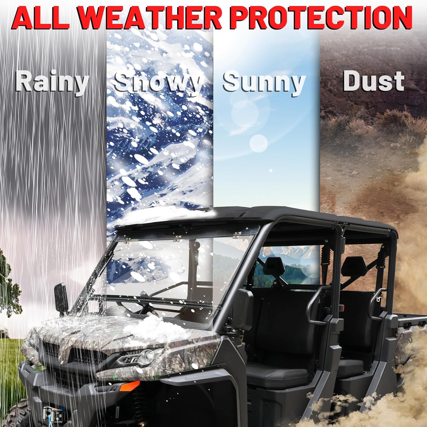 StarknightMT UFORCE 1000 Flip Windshield, UTV Front Full Windshield Compatible with CFMOTO UFORCE 1000/1000 XL 2019-2025, UFORCE 1000 Accessories Front Window