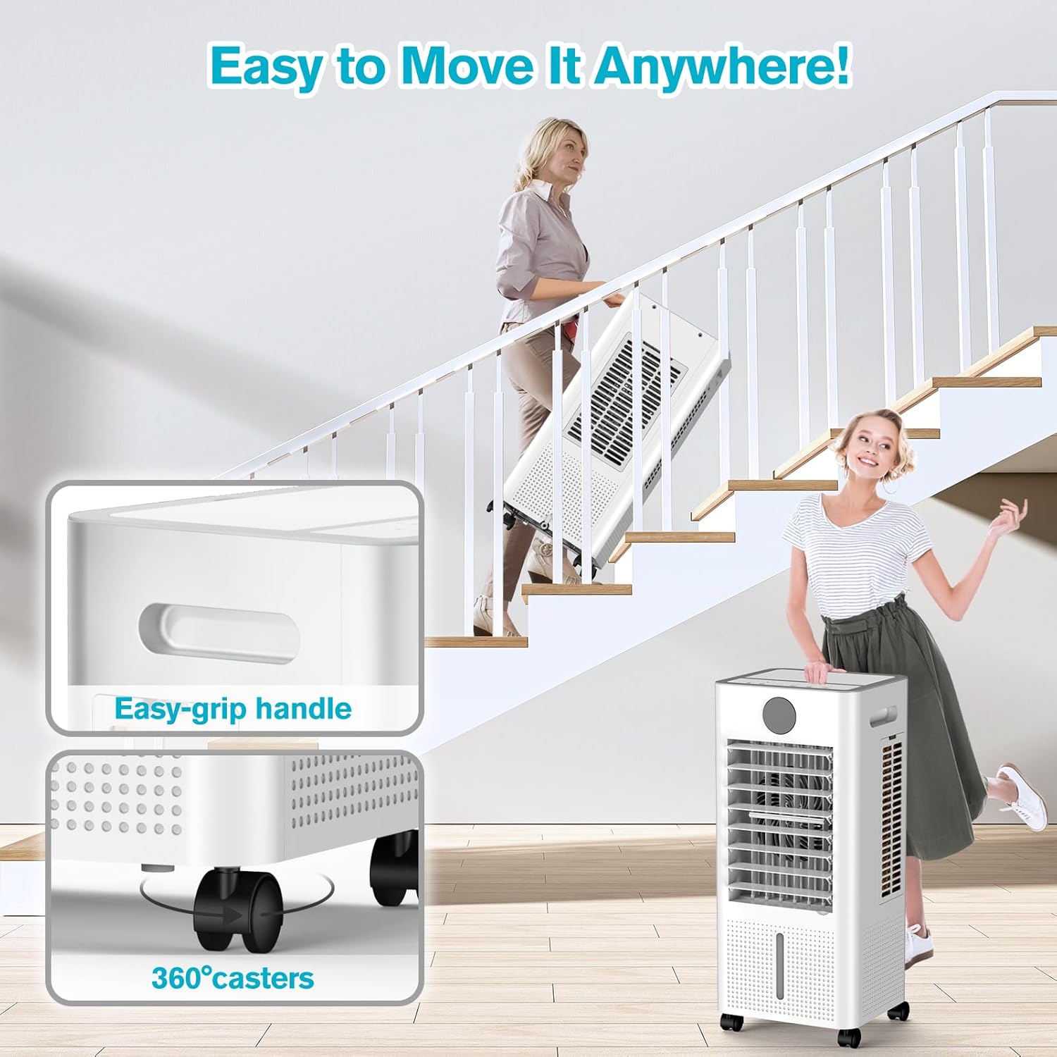 Windowless Portable Air Conditioner, 12H Timer & 2-Gal Tank, 3-IN-1 Portable AC Unit with Remote, 75°Oscillation, 3 Modes & 3 Speeds, Ultra-Quiet 24