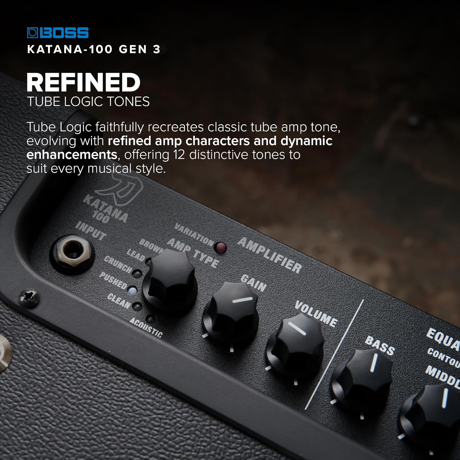 BOSS Katana-100 Gen 3 Guitar Amplifier | Powerful 100-Watt Combo Amp | Custom 12-Inch Speaker | Evolved Tube Logic Sounds | 12 Amp Characters | Onboard BOSS Effects | Advanced Connectivity & More