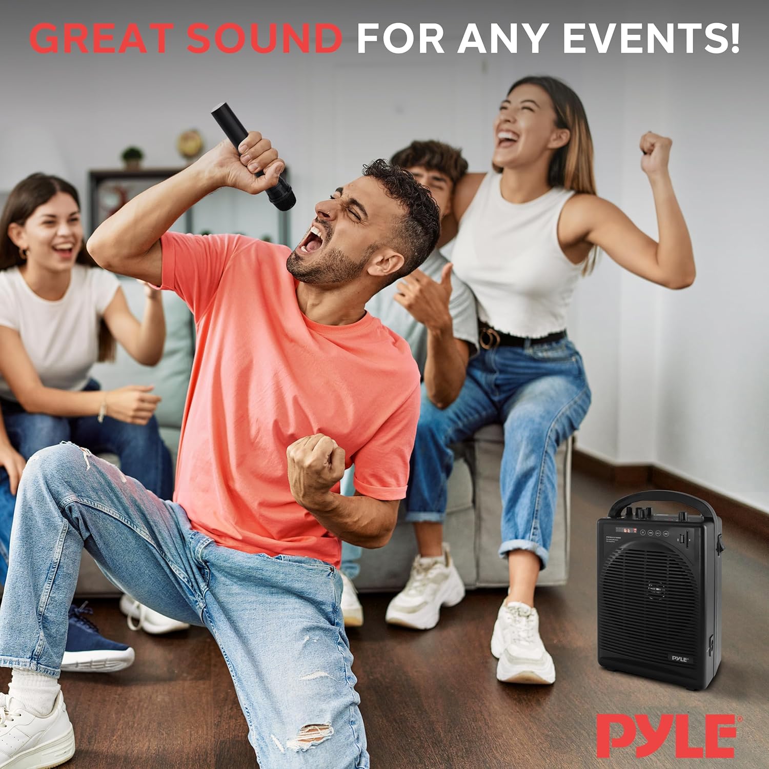 Pyle Portable Outdoor PA Speaker Amplifier System & Microphone Set with Bluetooth Wireless Streaming, Rechargeable Battery - Works with Mobile Phone, Tablet, PC, Laptop, MP3 Player - PWMA1216BM, BLACK