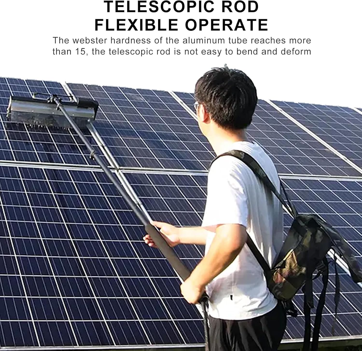 5.5 m (18 ft) Electric PV Panel Cleaning Machine - 360° Auto Rotated Brush Head,Automatic Water Supply,60 cm Cleaning Distance