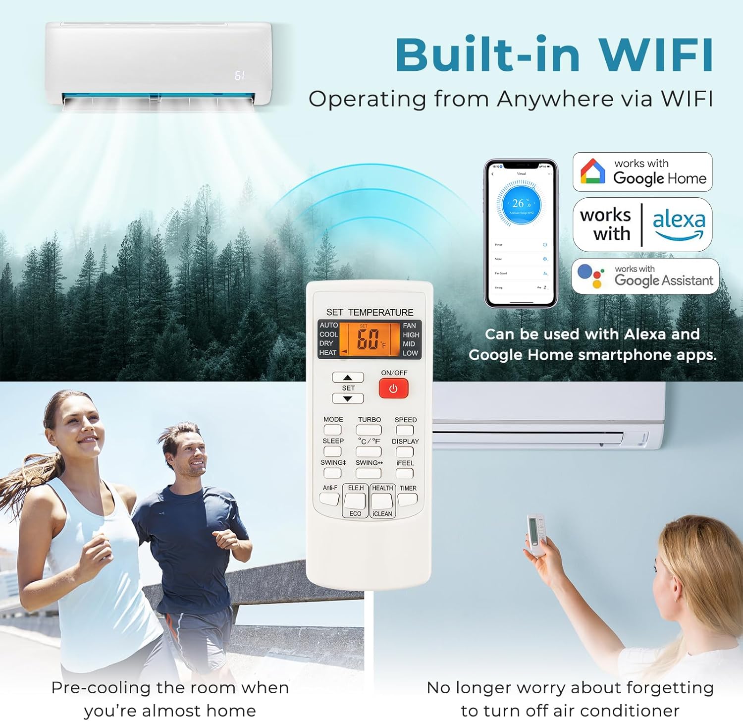 DORTALA 24000 BTU Mini Split Air Conditioner & Heater, 21 SEER2 208-230V Pre-Charged Inverter Heat Pump System, Wall Mounted Ductless AC Unit with Energy Star, Remote, Compatible with Alexa