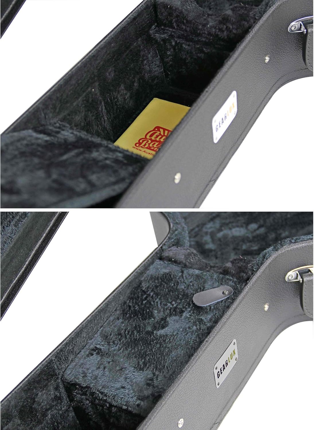 Gearlux Dreadnought Acoustic Guitar Hardshell Case with Accessory Compartment - Black