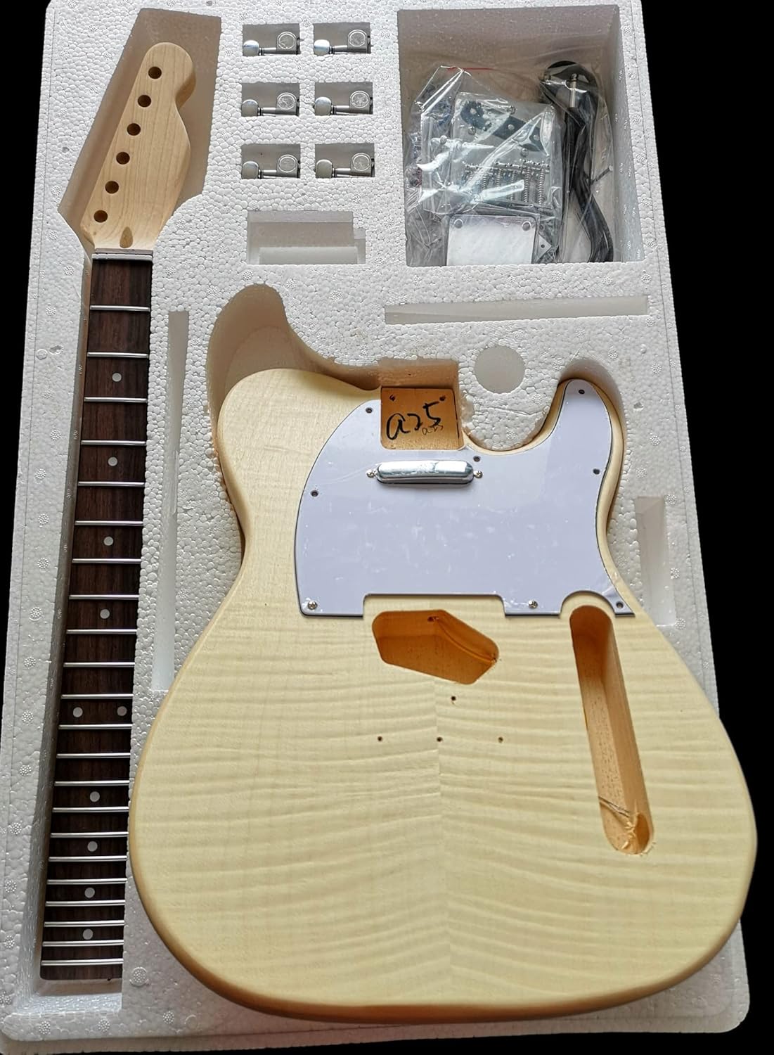 Maple Tiger Pattern Maple Electric Guitar Basswood Body Neck Rosewood Fingerboard DIY Combination DIY Guitar Kit (Color : 17)