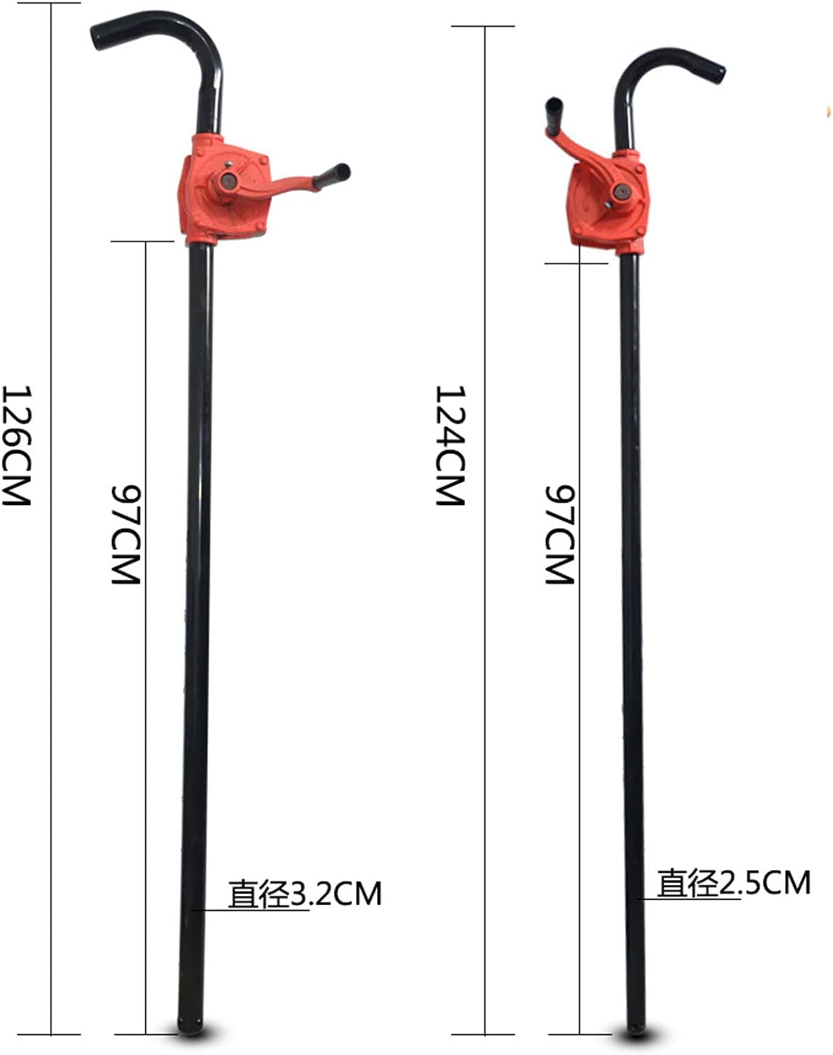 Hand Tool Red Heavy Duty Rotary Barrel Pump Corrosion Resistant Rotary Barrel Pump,Barrel Pump Drum Rotary Hand Pump New Oil Fuel Barrel for Petroleum Based Fluids of Light to Medium Viscosity