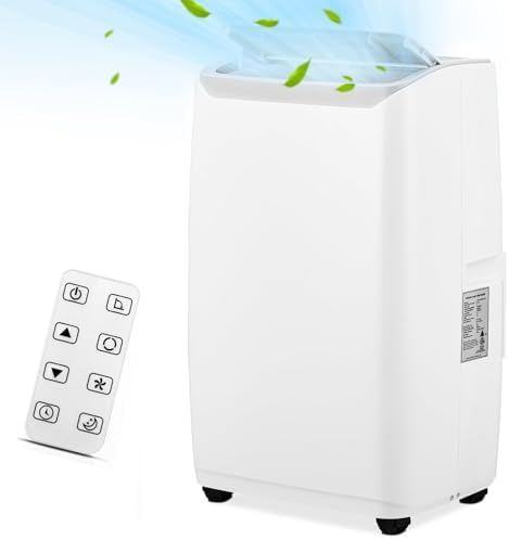 Portable Air Conditioners, 14000 BTU Portable AC Unit with Remote Control, 3-In-1 Air Conditioner for Room, Dorm, Office, Cools Up to 750 Sq. Ft, Sleep Mode, 24H Timer, Window Kit, White and Grey