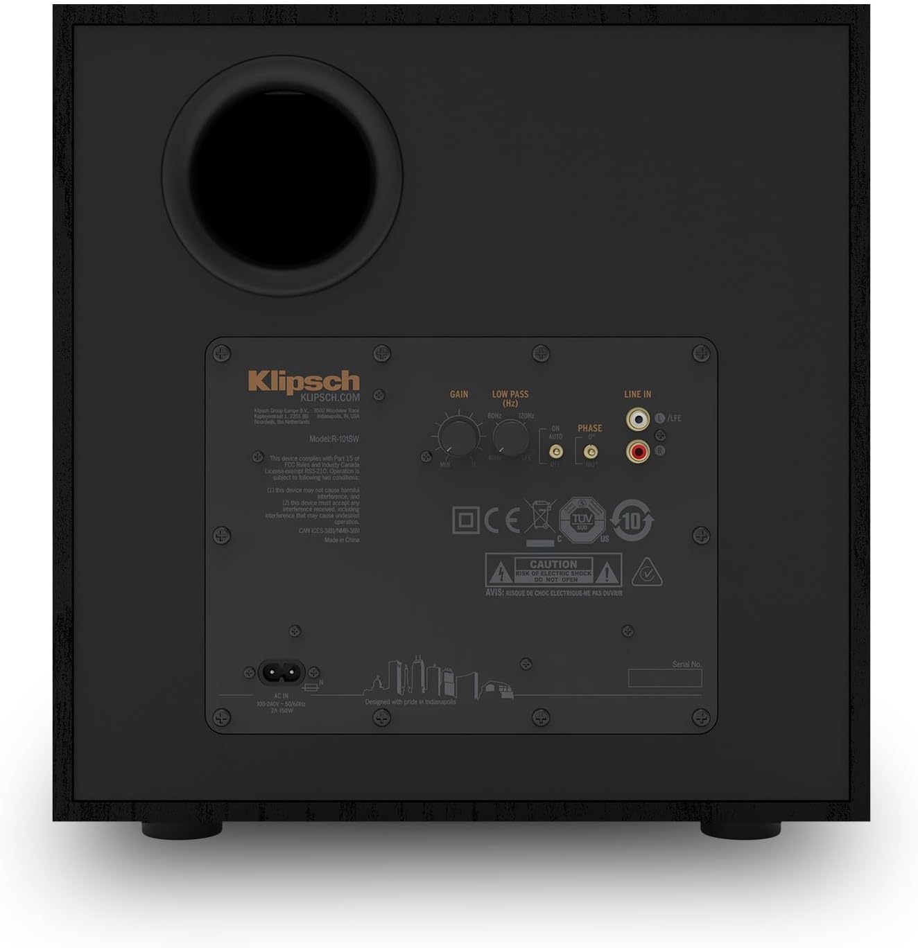 Klipsch Reference R-101SW 10” Front-Firing Subwoofer with All-New Spun-Copper 10” woofers and an All-Digital Amplifier for Premium Home Theater Sound in Black