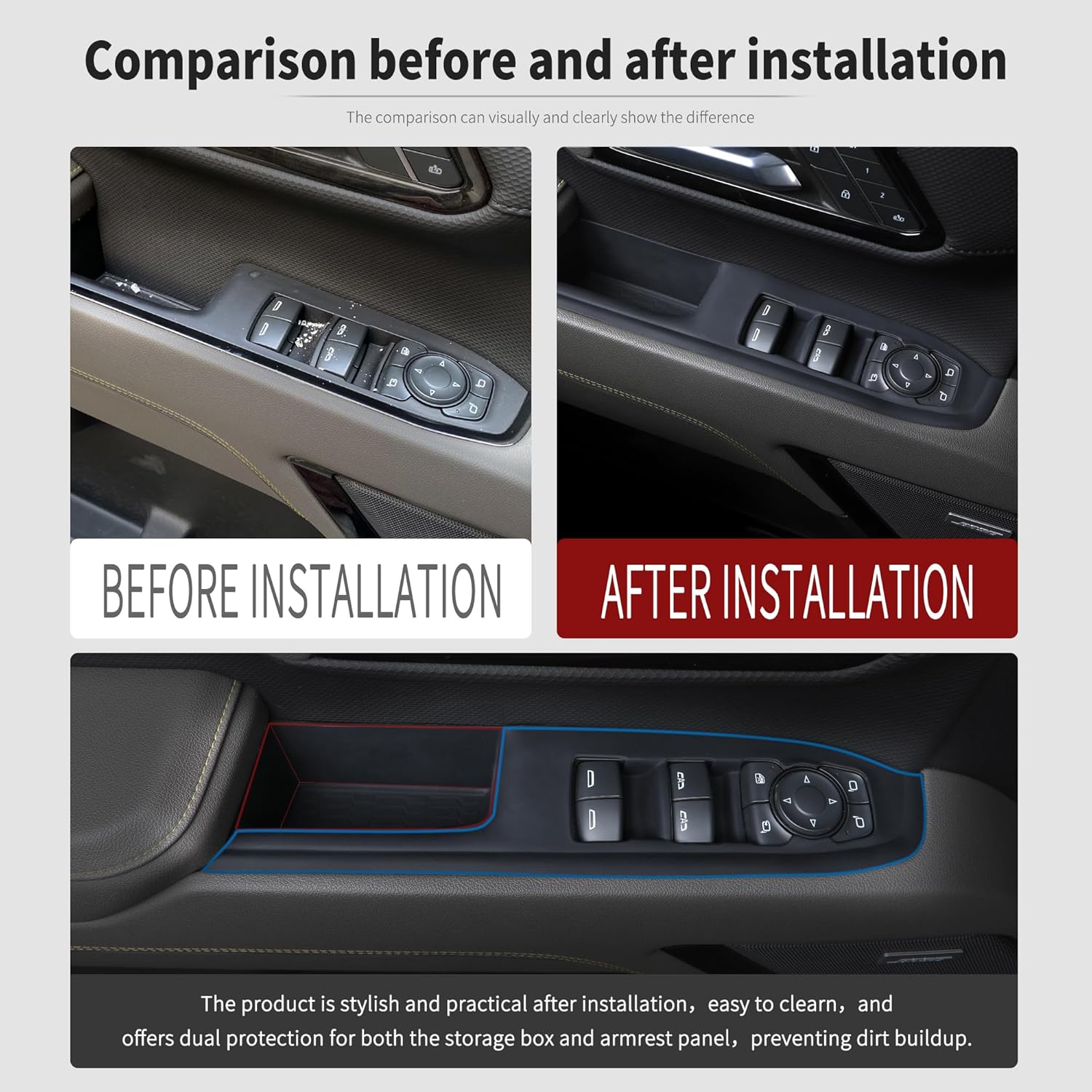 Compatible with 2019 2020 2021 2022 2023 2024 2025 2026 Chevrolet Silverado 1500 Window Switch Panel Protective Silicone Cover Interior Protection Accessories (Black, Chevrolet Silverado 1500)