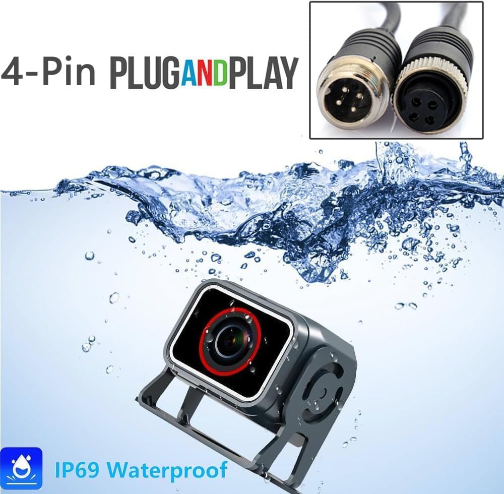 10.1'' Touch Screen 4CH 1080P Car Dash Cam DVR Backup Camera System FM Radio Built-in Speaker Wireless Apple CarPlay Android Auto Link Audio Output Playback for Truck Caravan Trailer Motorhome RV