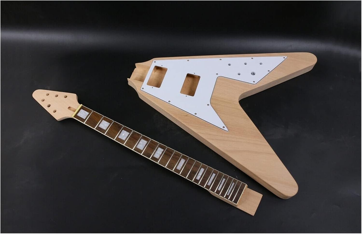 FLFL 1set Guitar Kit 22 Guitar Neck Guitar Body Mahogany Rosewood Flying V Unfinished Guitar Kit