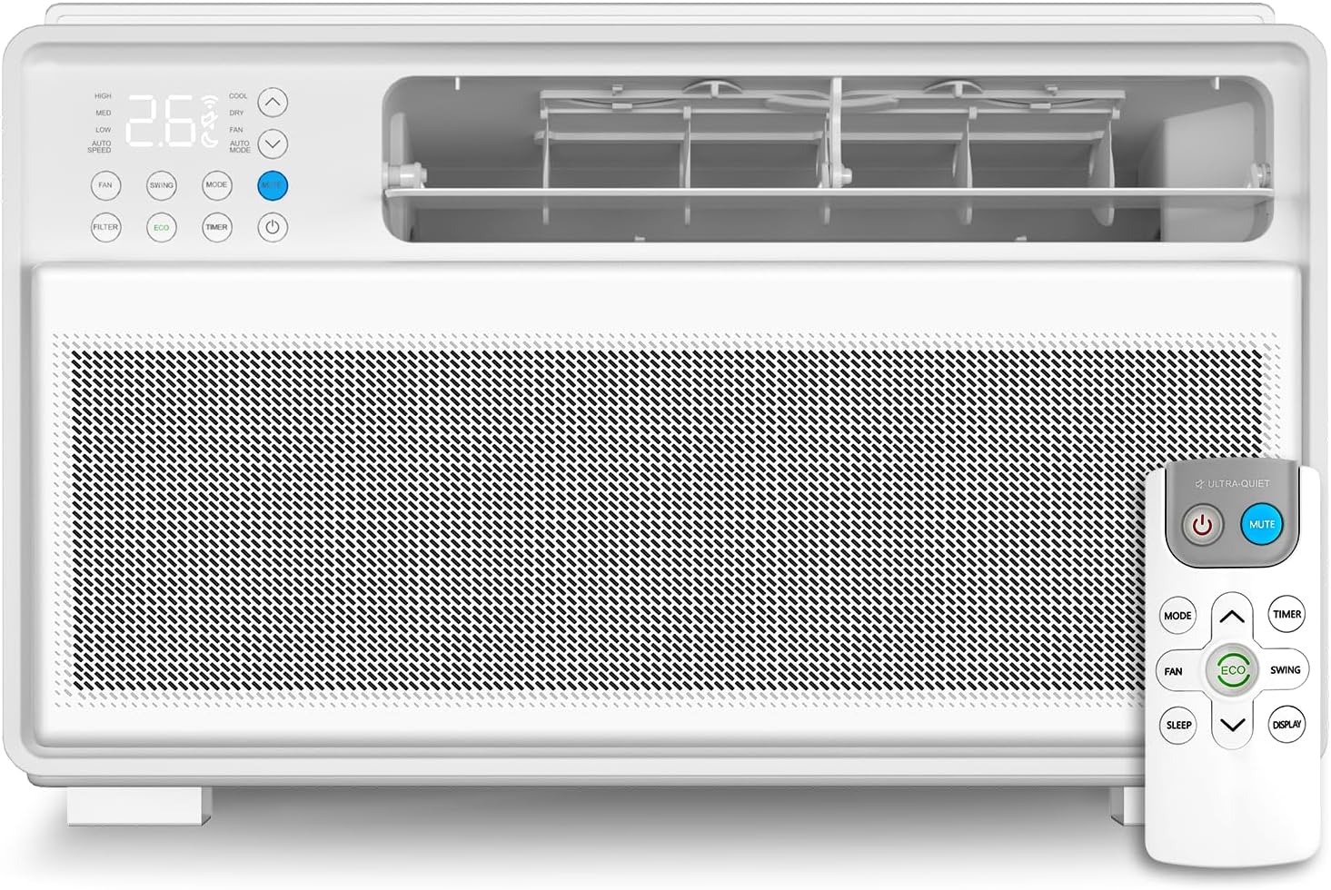 ZAFRO 12000BTU Window Air Conditioners Cool up to 550 Sq. Ft,2 Cooling & 4 Fan Speeds,Ultra-Quiet, Remote Control, Sleep Mode & Energy Saving AC Unit for Bedroom, Living Room,White[2025New]