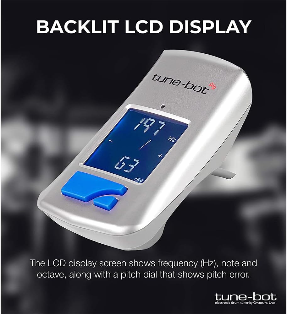 Gig Clip-On Digital Drum Tuner with Backlit LCD Display for Acoustic Drums Bundle with Watson AAA NiMH Batteries and AA-C4H 4-Hour Rapid Charger