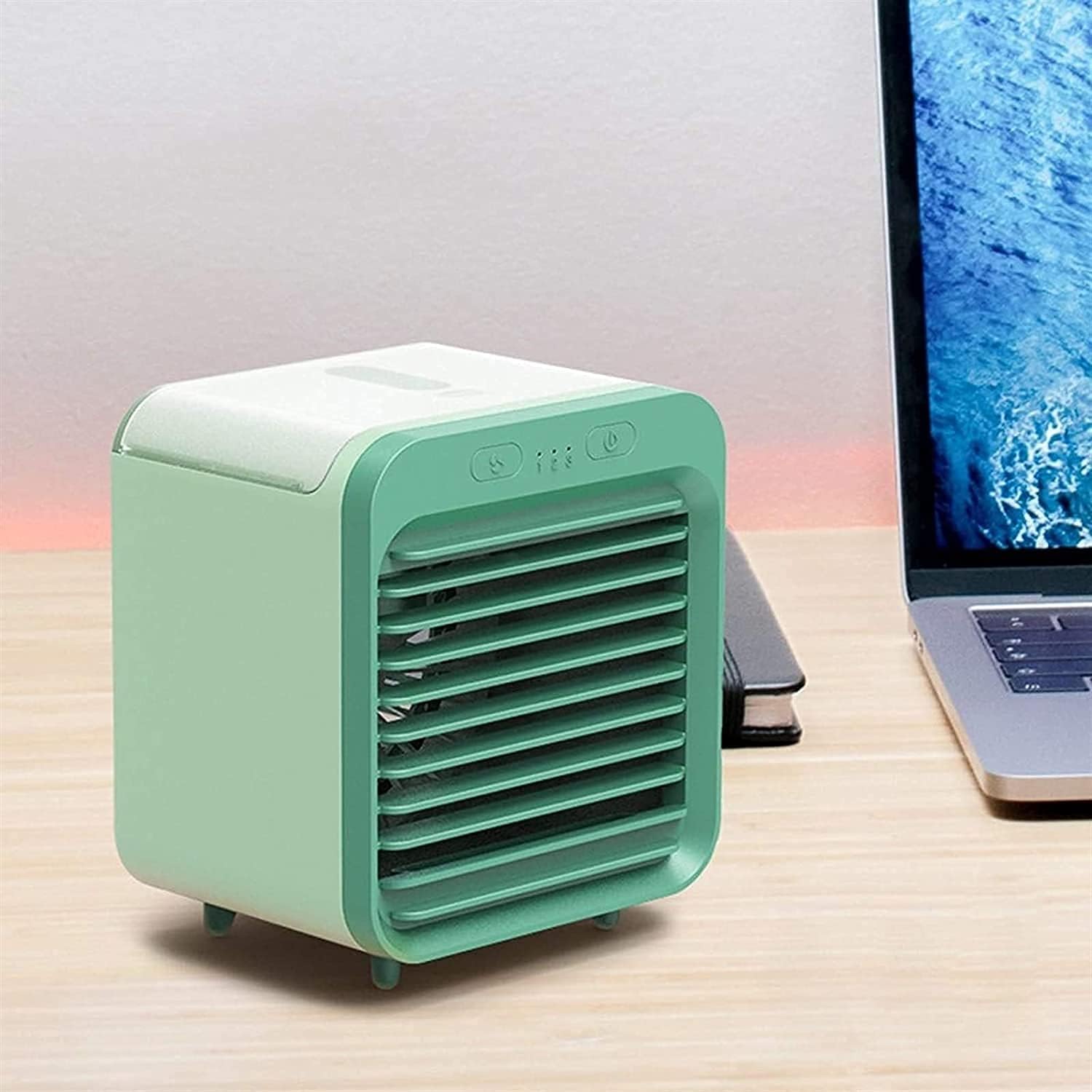 Portable Conditioner Small Personal Evaporative Air Cooler and Humidifier Fan Mini AC (Green)