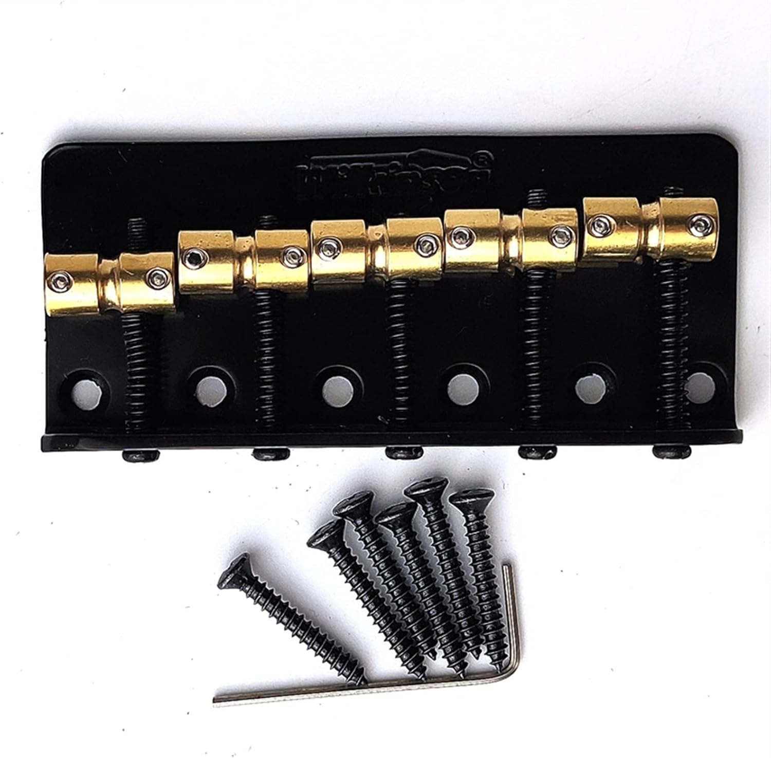 Guitar Bridge Bass Guitar Bridge Brass Saddles in Chrome, Black Or Gold Guitar Replacement Parts (Color : Black)