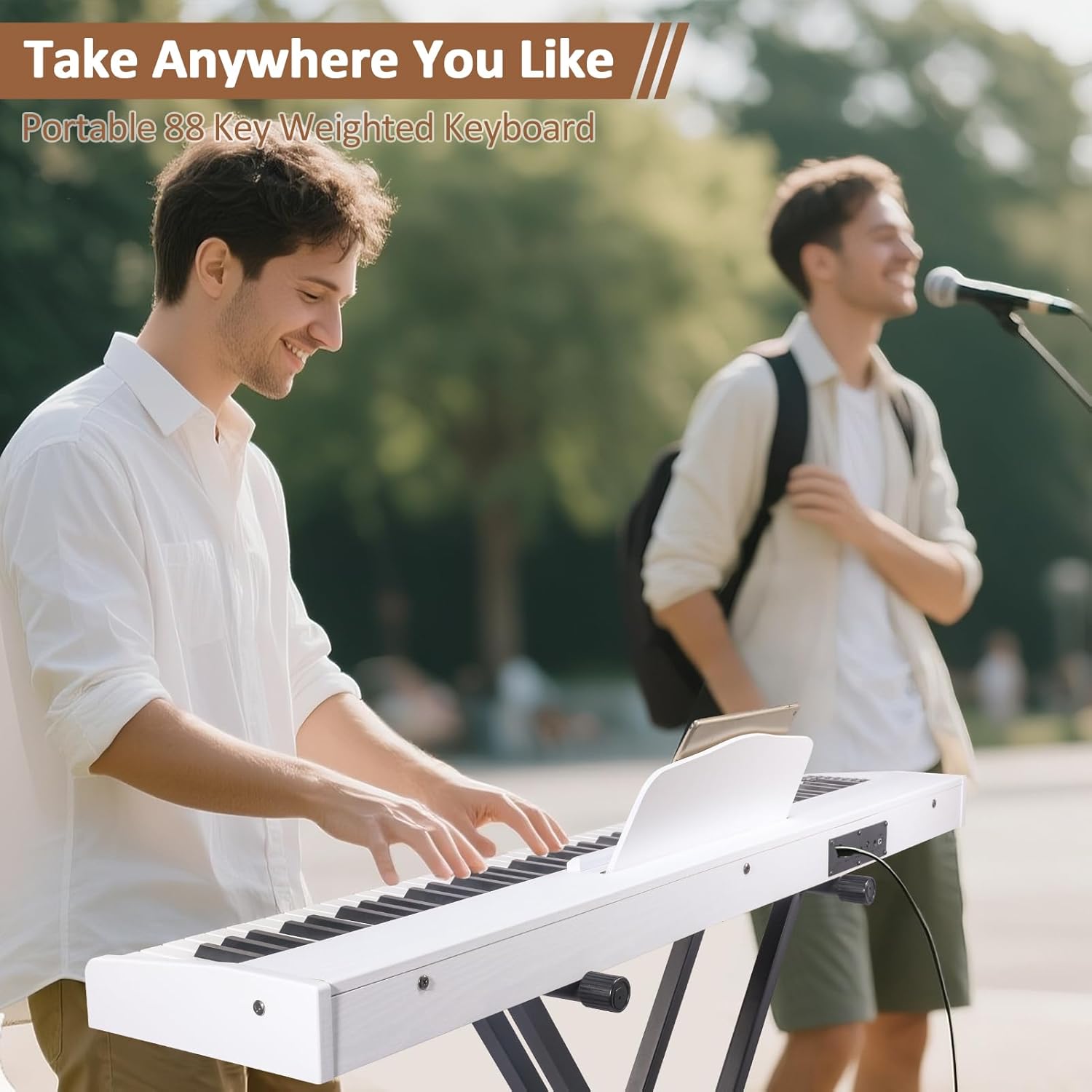 88 Key Digital Piano Keyboard,88 Key Full Size Weighted Hammer Action Electric Keyboard Piano with 200 Rhythms,200 Tones, Piano Keyboard with Stand, TriplePedal,Headphone, Carrying Bag