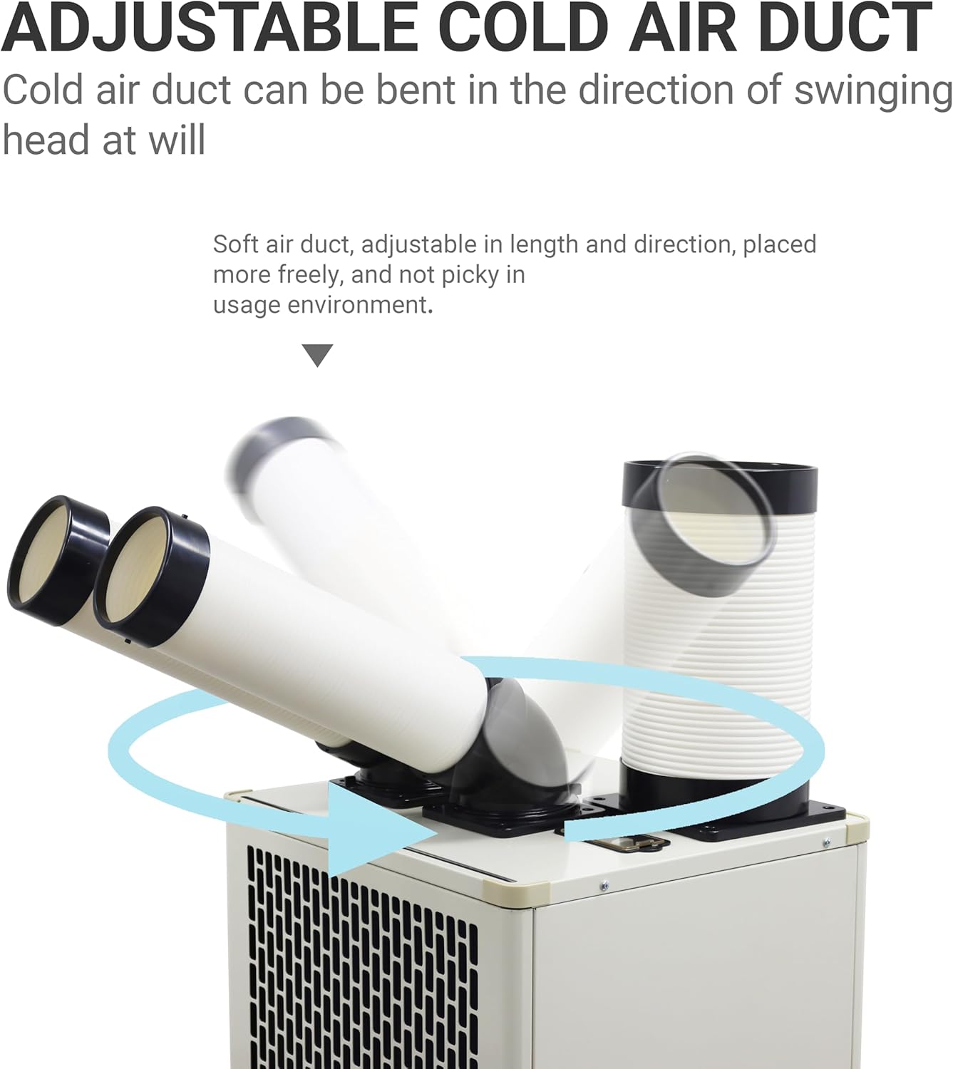 15400BTU/H Industrial Spot Cooler Air Conditioner Industrial Air Conditioner with 2.1Gal Water Tank Portable Mobile Spot Cooler Double Ducts 2.1KW 220V Beige