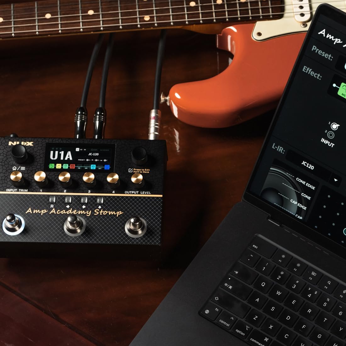 NUX Amp Academy Stomp Compact Amp Modeler, Multi Effects Pedal, 9 EFX blocks, Stereo IR Engine