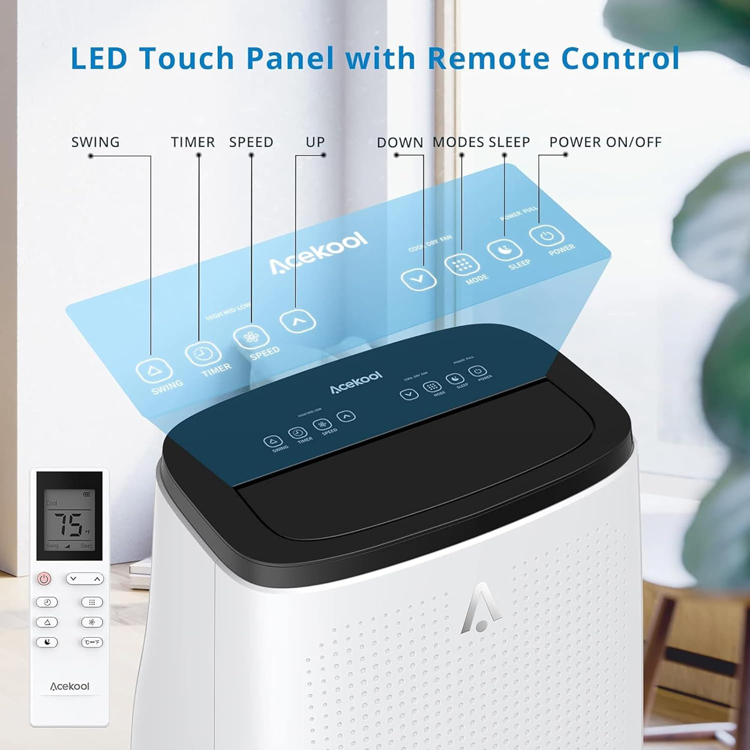 GAOMON 14000 BTU Portable Air Conditioner for Large Rooms up to 700 Sq.Ft - 3-in-1 Energy-Efficient AC Unit with Dehumidifier, 3-Speed Fan & Remote Control, Quiet Operation, Compact Design