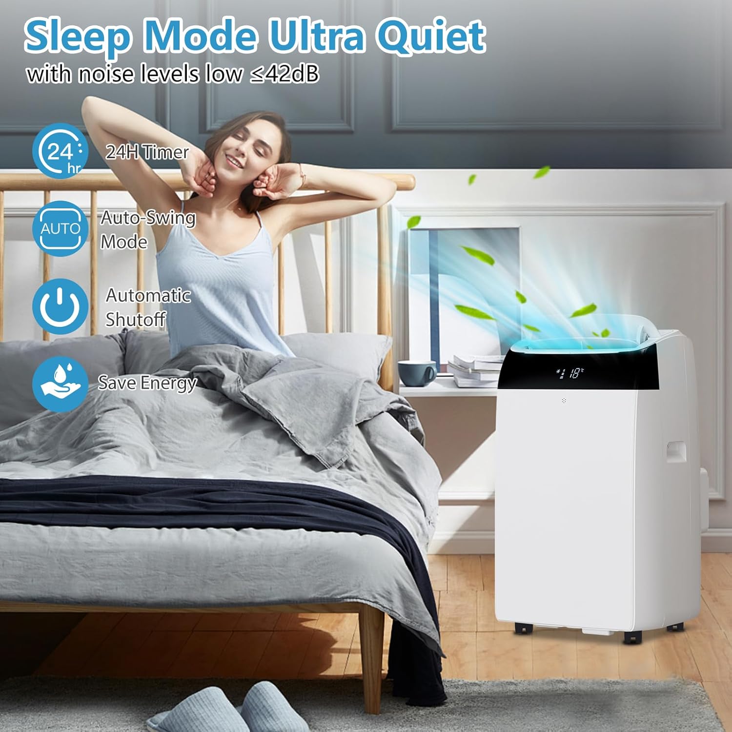 Portable Air Conditioners, Cooling, Dehumidification & Fan Modes 3-In-1 Air Conditioner, 14,000 Btu Powerful Cooling Up to 750 Sq.Ft, Remote Control, Timer, Ultra-Quiet Operation for Home, Office