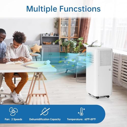 Air-Conditioner-Portable 10,000 BTU,White 3 in 1 AC with Fan/Dehumidifier/Cools up to 450 sq.ft.,24H Timer,Remote Control,for Single Rooms