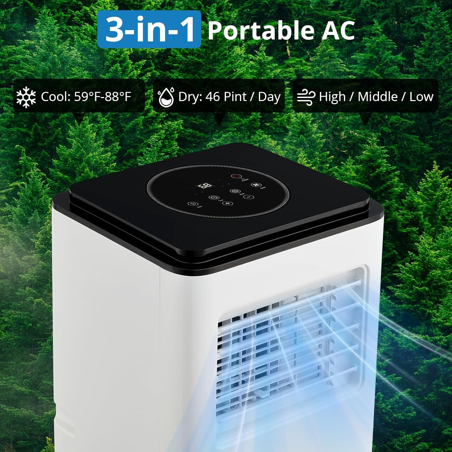 10,000 BTU Portable Air Conditioners, 2025 Upgraded Portable AC Unit Up to 350 Sq.Ft, Quiet Air Conditioner with Remote Control, Cool, Fan, Dehumidifier, 24H Timer, for Bedroom, Office, Apartments