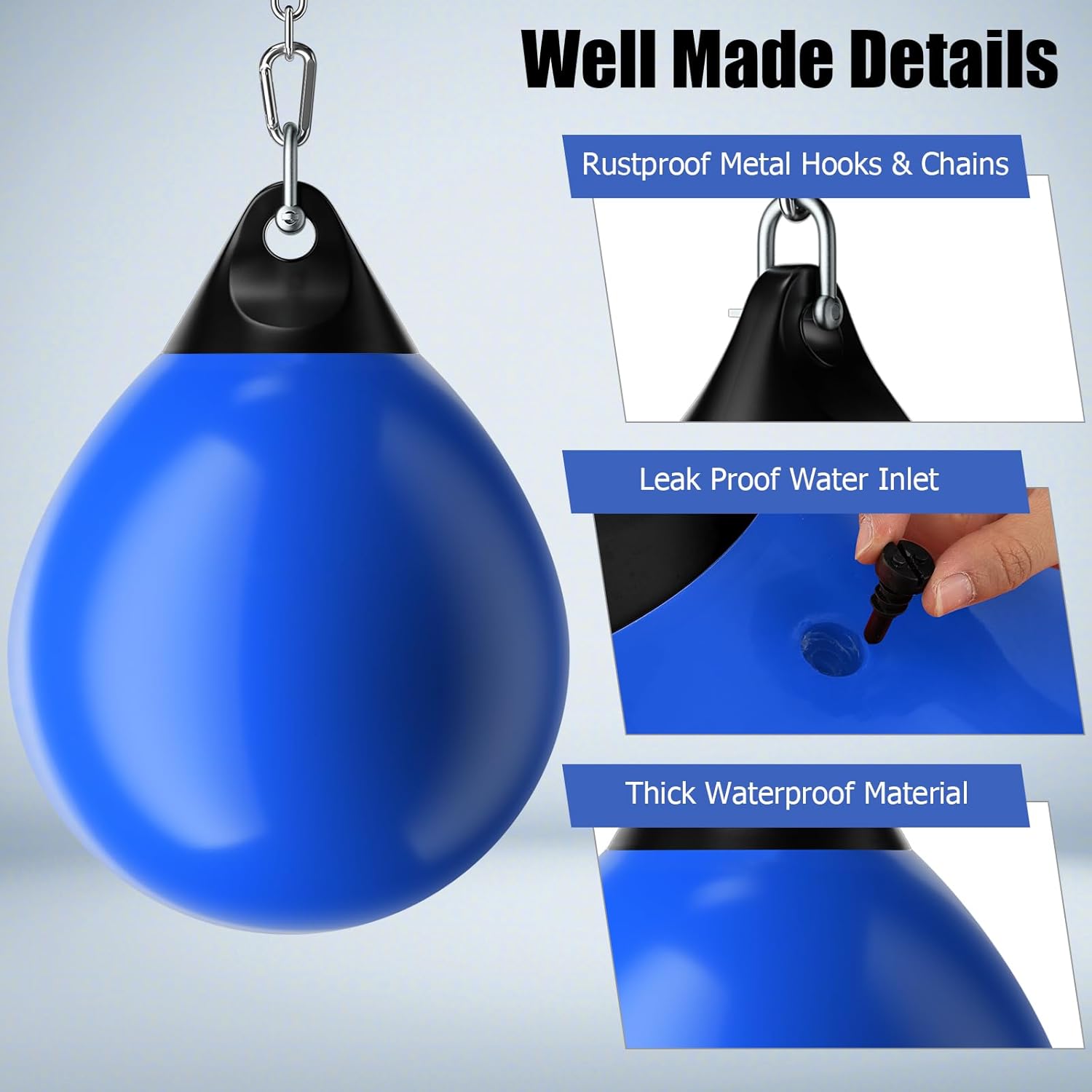 GYMAX Punching Bag, Water Aqua Bag w/Water Injector & Hanging Accessories, Folding Heavy Duty Boxing Bag for Home Gym, Boxing Training Equipment for Adults