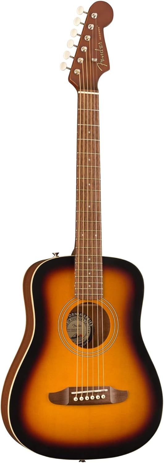 Fender Redondo Mini Acoustic Guitar Bundle with Gig Bag, Strap, Clip-on Tuner, Strings, String Winder, Picks, and Austin Bazaar Instructional DVD - Sunburst