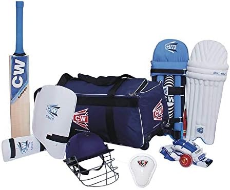 CW Academy Cricket Set Cricket Accessories Kashmir Willow Bat Size 6 Full Set Wheel Kit Junior Bag Age Group 12-13 Year Old