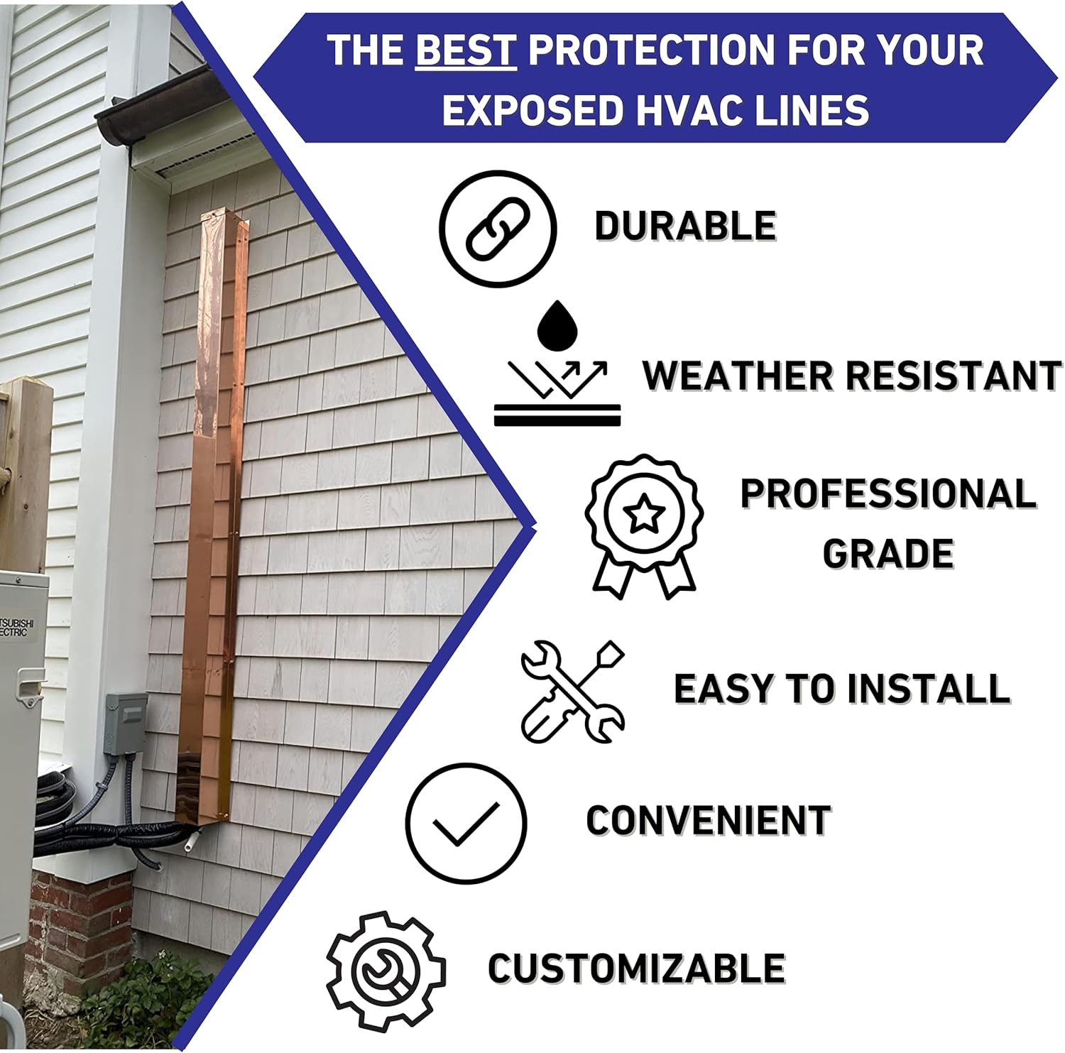 EAGLE 1 Metal Line Set Cover Kit for Mini Split and Central Air Conditioner & Heat Pump (Multiple Sizes and Colors) (4x4, Galvalume)