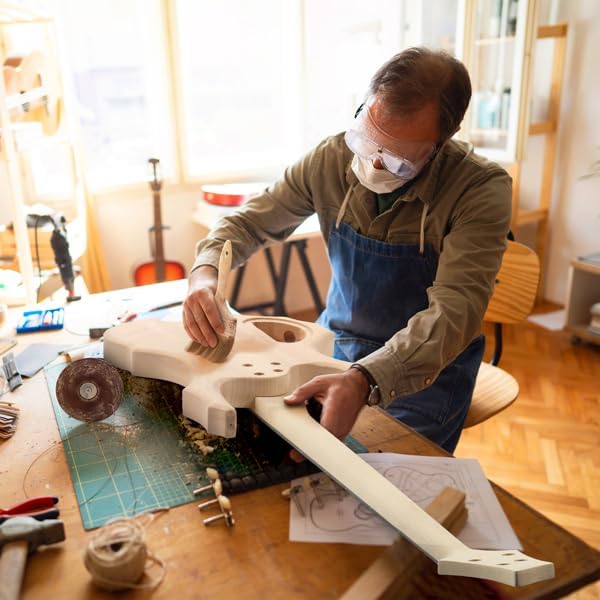 DIY Electric Bass Guitar Kit with Mahogany Body, Ebony Fingerboard and Maple Neck, All Components Included to Build Your Own Electric Guitar