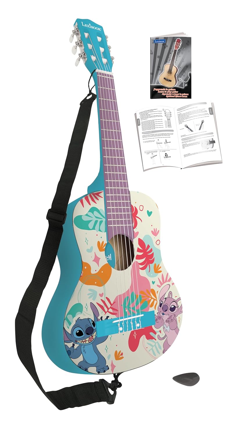 Lexibook, Disney Stitch, My First Wooden Acoustic Guitar, 6 Nylon Strings, 78 cm (30