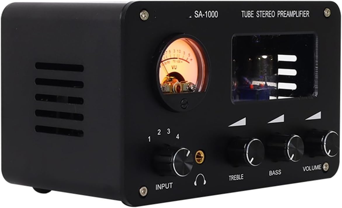 12V SA-1000 Tube preamplifier 4 Input 2 Output Headphone Amplifier high and Low Tone Adjustment Audio Amplifier