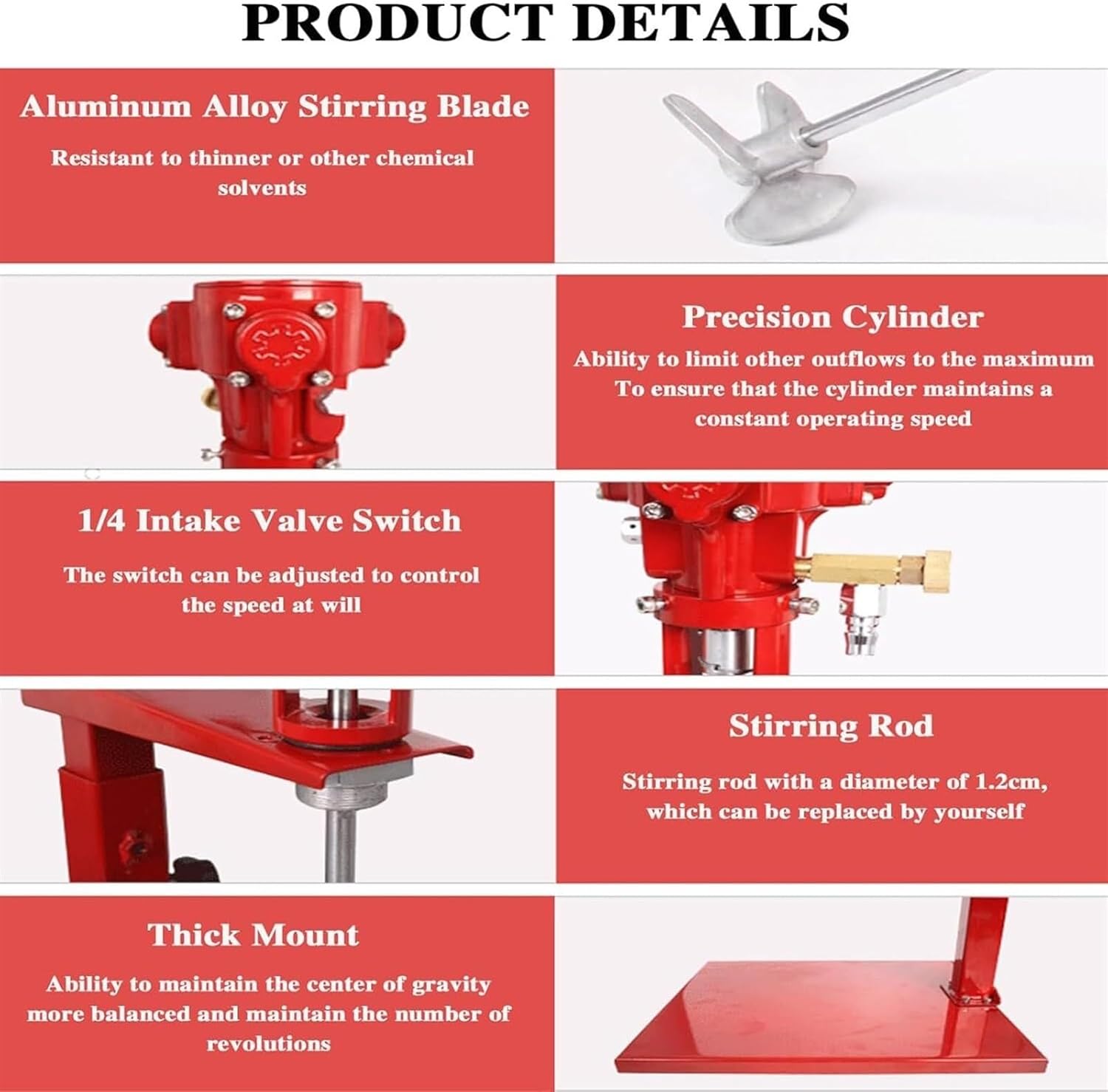 Pneumatic Paint Mixer Stirrer, Paint Stirring Machine with Stand, Desktop Air Agitator, Coating Agitator for Paint Dye Hydrosol Mixing