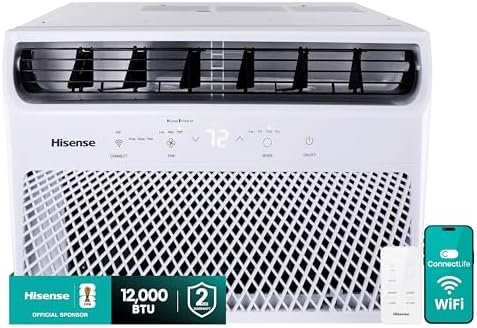 Hisense 12,000 BTU Smart Window Air Conditioner, 3 modes (Cooling, Fan, Dehumidifier), Easy Installation,Ultra Quiet, 2 Years Warranty