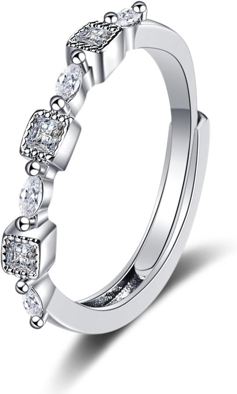 18K White Gold Engagement Ring, Women's Rings Lab Diamond Narrow Silver Jewelry Gift for Wife