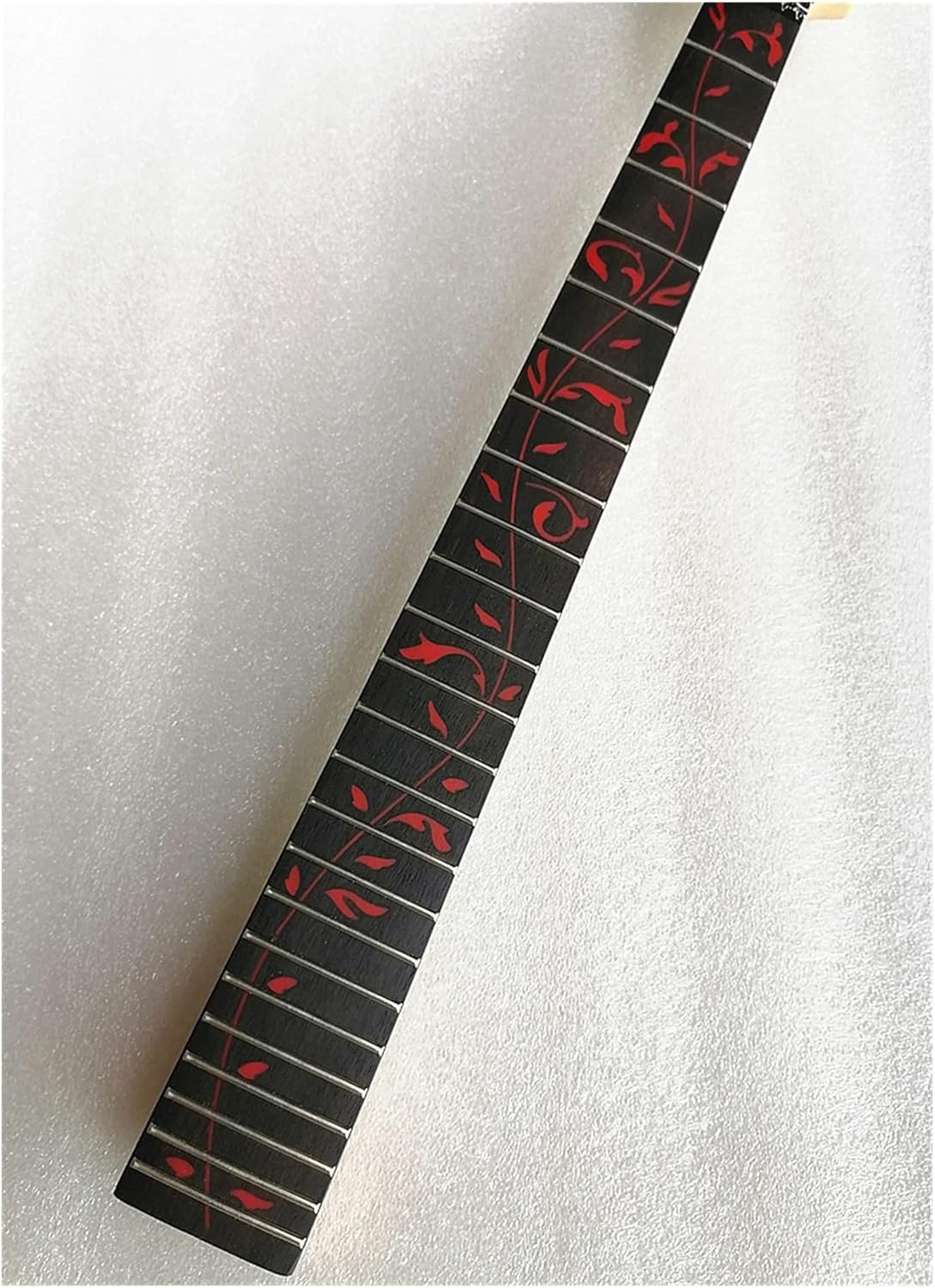 ZUZU 24 Frets Maple Electric Guitar Neck Rosewood Fingerboard Inlay Red Tree of Life Black Headstock Guitar Accessories Parts Unfinished Guitar Neck