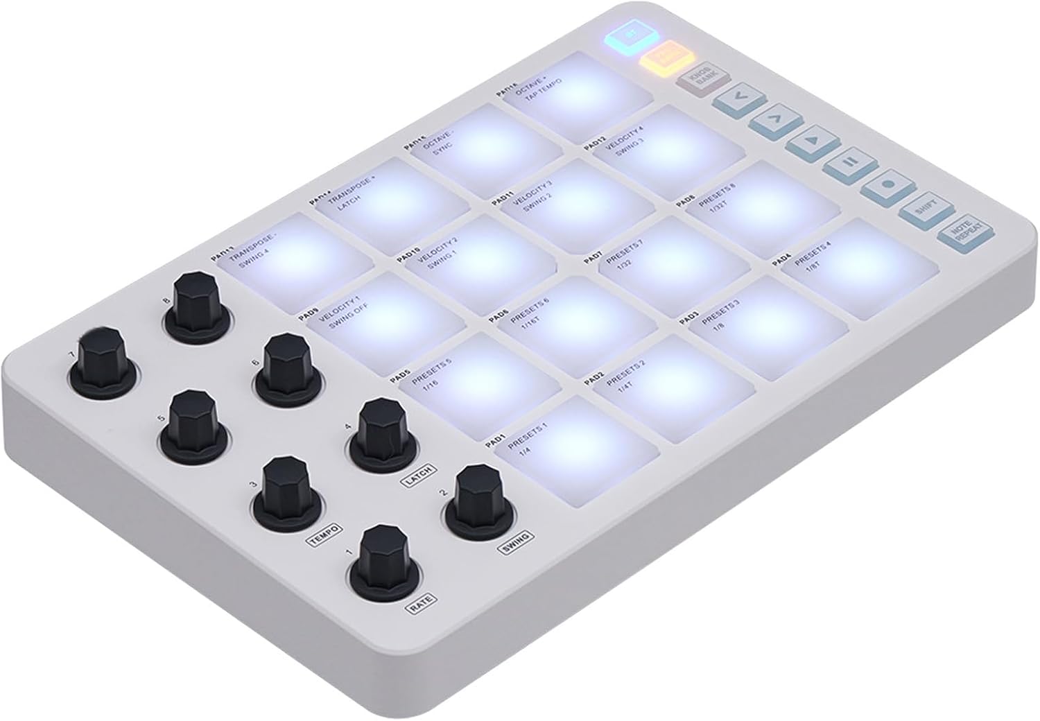 USB MIDI Keyboard Controller with 16 RGB Backlit Pads 8 Assignable Knobs, Cordless Bluetooth MIDI Controller for for OS X for Android, for Studio Music Production