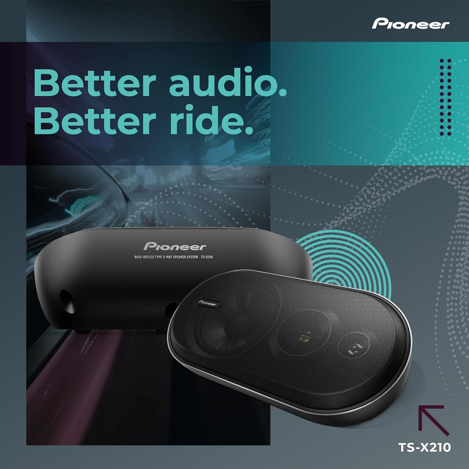 PIONEER TS-X210 4” 3-Way Surface Mount Speakers (Pair) – 120W Max, Classic Design Speaker Upgrade