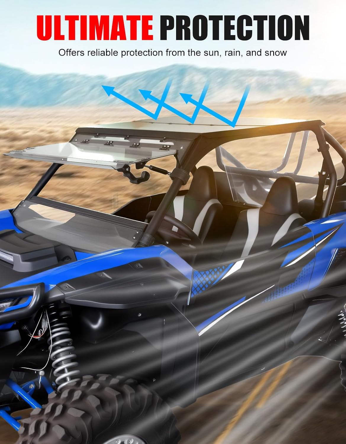 Aluminum Hard Top Roof for Kawasaki Teryx KRX 1000 2020-2025 Accessories, Dustproof UV-Resistant 2 Pieces Combination Roof Sun Visor