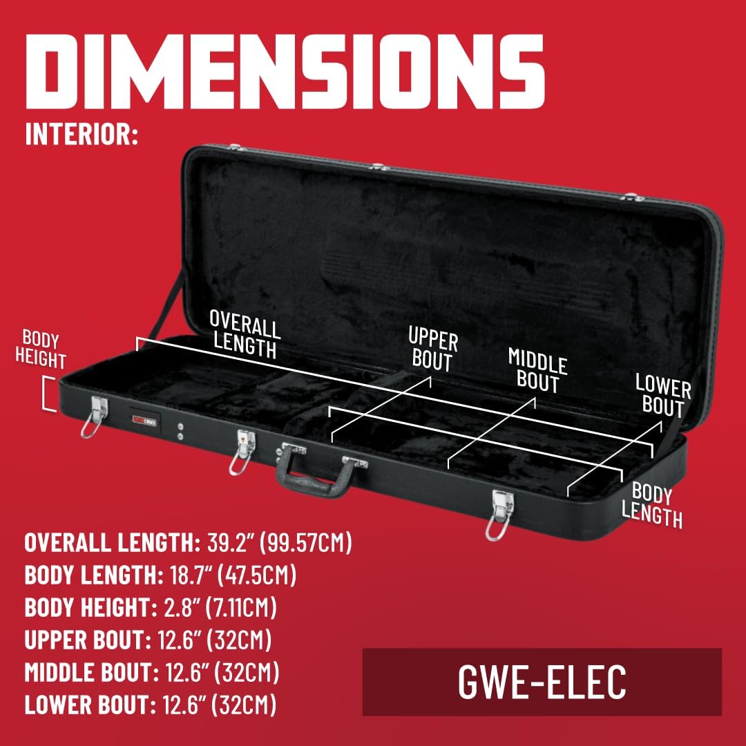 Gator Cases Hard-Shell Wood Case for Standard Electric Guitars, Fits Fender Strat/Tele Style (GWE-ELEC)