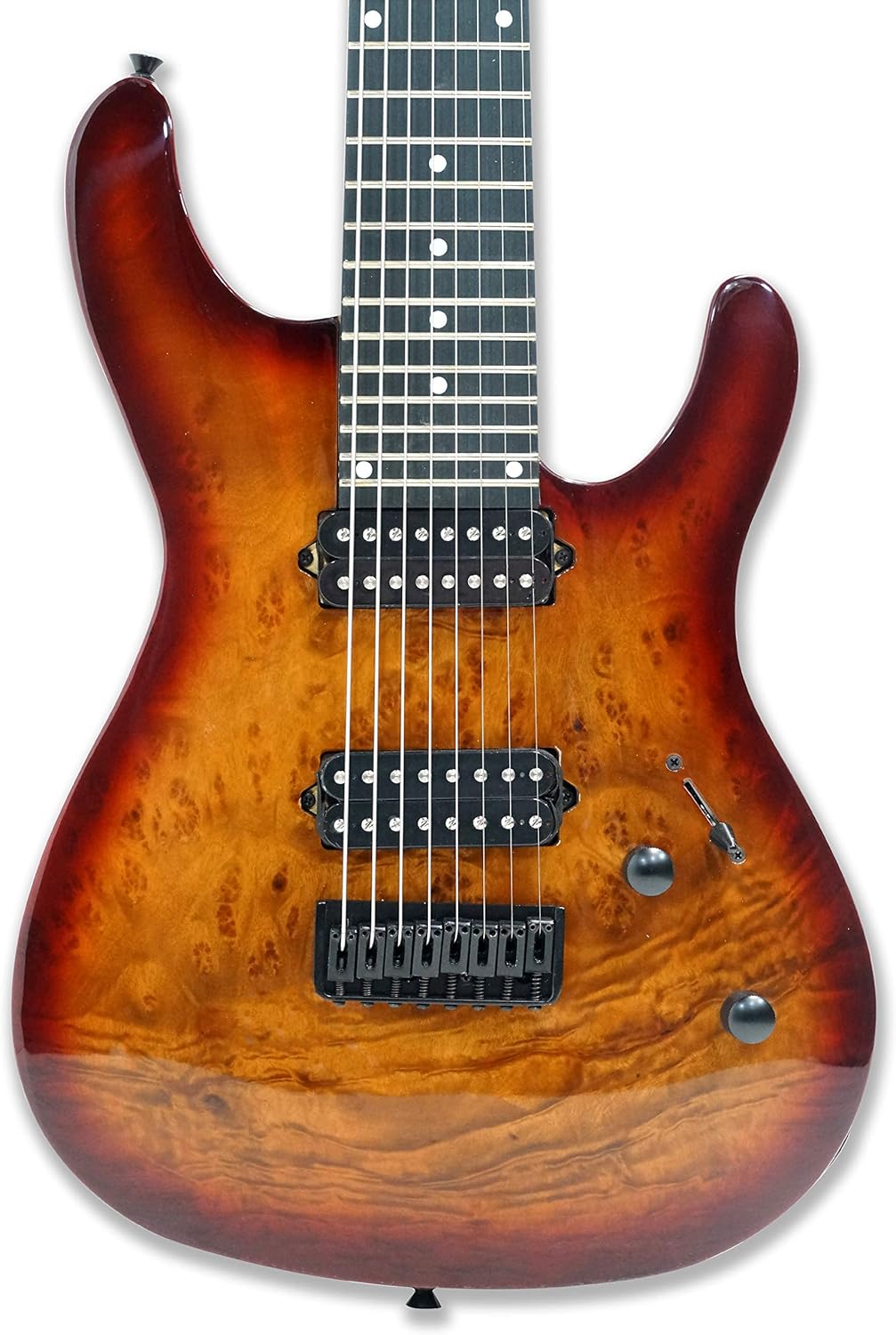 Gstyle 8 String Electric Guitar Burl poplar veener top okoume Wood Body Bolt On Maple Neck Poplar Wood Body (Right-handed) (ES-800)