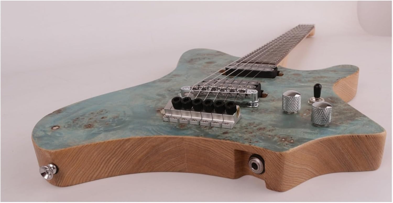 VENEKA Headless Electric Guitar Maple/Mahogany Neck Rosewood Fingerboard Headless Travel Portable Electric Guitar (Color : 01)