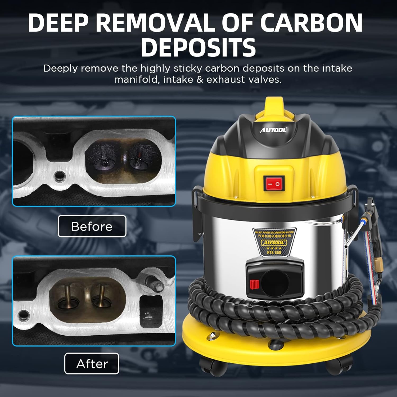 QIANS HTS558 Automotive Engine Intake Pipe Valve Clean Machine Valvetronic System Walnut Powder Sand Carbon Deposition Cleaner 110V