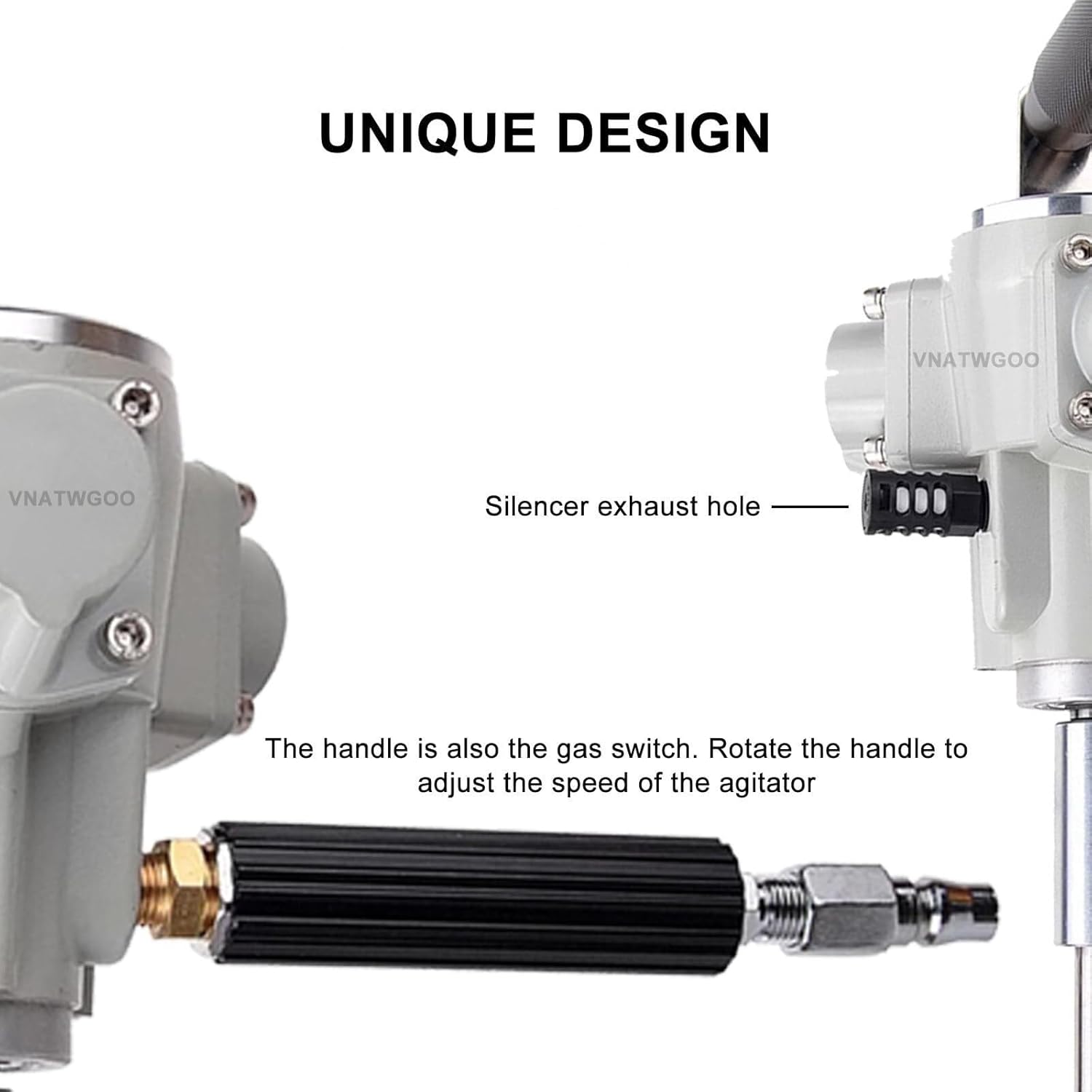 5 Gallon Industrial Air-Powered Handheld Mixer, Adjustable 50-2600 RPM Stirring Machine, Liquid Agitator for Paint Resin