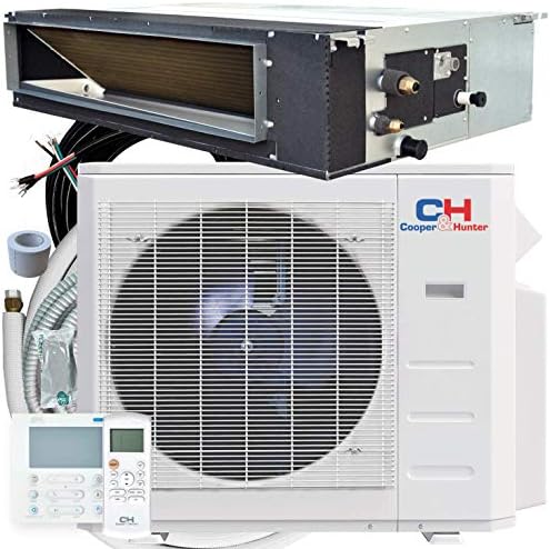 Cooper & Hunter 9,000 BTU Concealed Slim Duct Mini Split AC/Heating system, Built-in Water Pump, Pre-Charged, Including Installation Kit, Remote, and Wall Thermostat