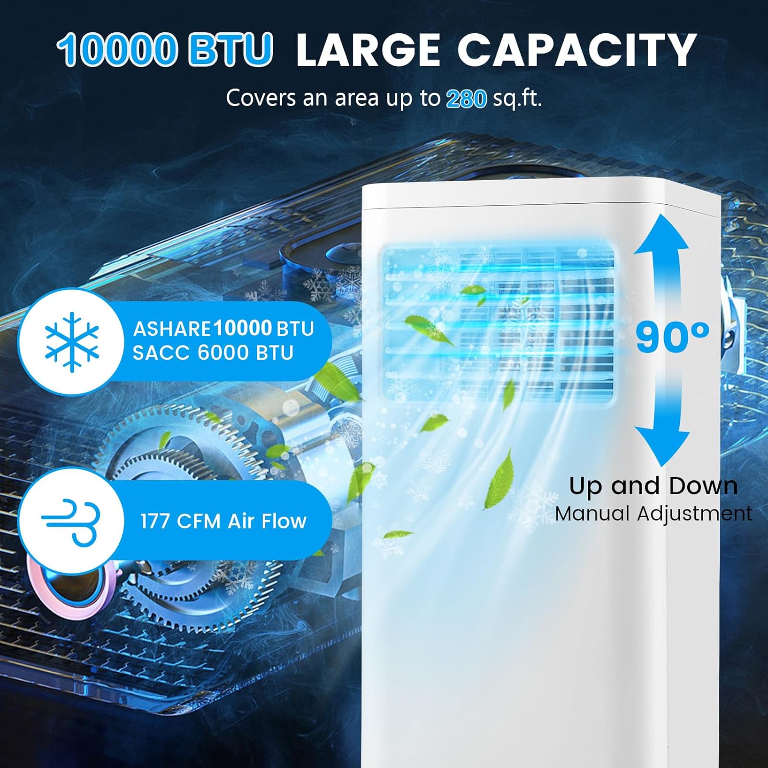 DORTALA Portable Air Conditioner 10000 BTU, 3-in-1 Personal AC Cooling Unit with Dehumidifier, 24H Timer, Remote Control, Window Kit & Wheels, Standing AC for Bedroom, Dorm, Cools up to 280 Sq. Ft